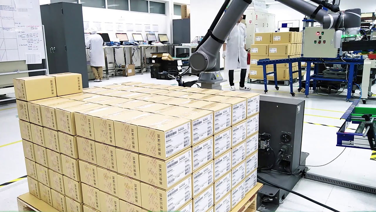 Palletiserencobot palletiseren met een cobot
